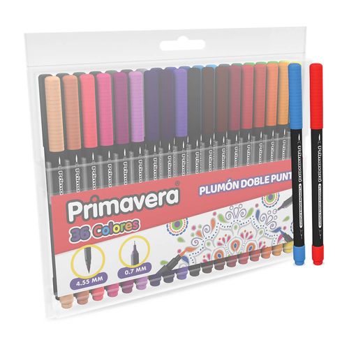 Plumon Punta Pincel y Punta Fina Primavera X 36 Colores