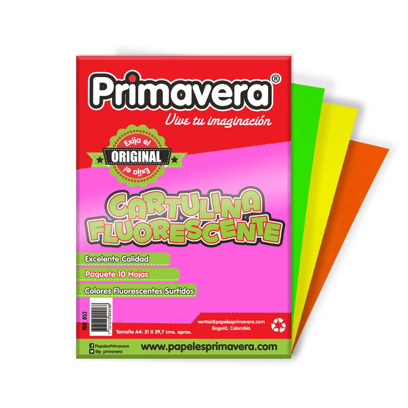 CartulinaFluorescenteOctavosPaqX10Und