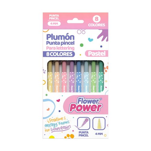 Marcadores Permanentes Flower Power Punta Pincel x12