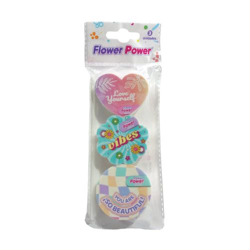 Borrador Flower Power Empaque x 3