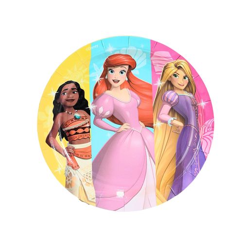 Plato para Fiesta Princesas Moana, Ariel y Rapunzel x 10