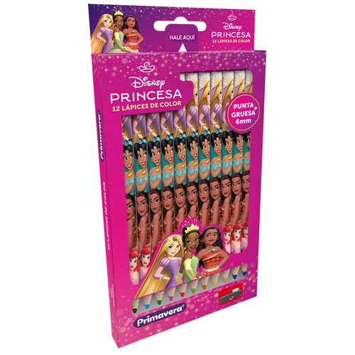 Colores Una Punta x 12 Princesas Rapuzen,Tiana,Moana