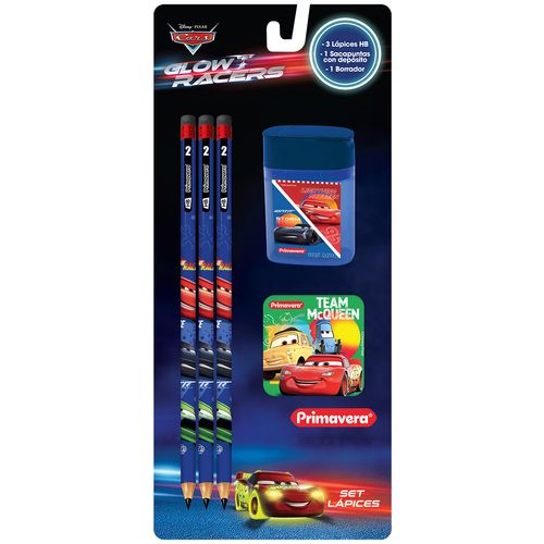 Set 3 Lápices - Borrador - Sacapuntas Cars