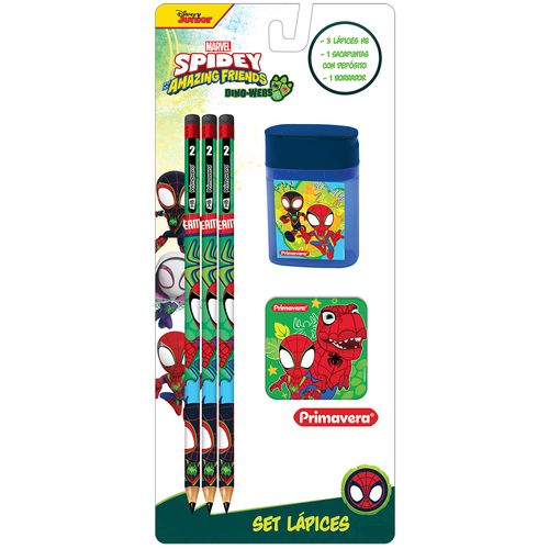 Set 3 Lápices - Borrador - Sacapuntas Spidey