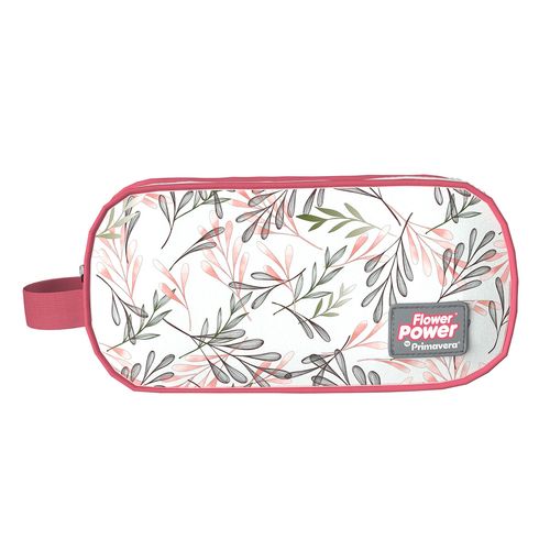 Cartuchera Juvenil 2 Bolsillos Flower Power Natura Leaves in White