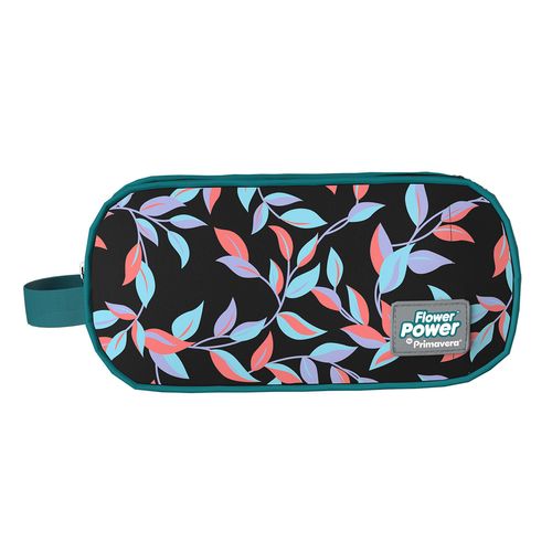 Cartuchera Juvenil 2 Bolsillos Flower Power Natura Leaves in Black