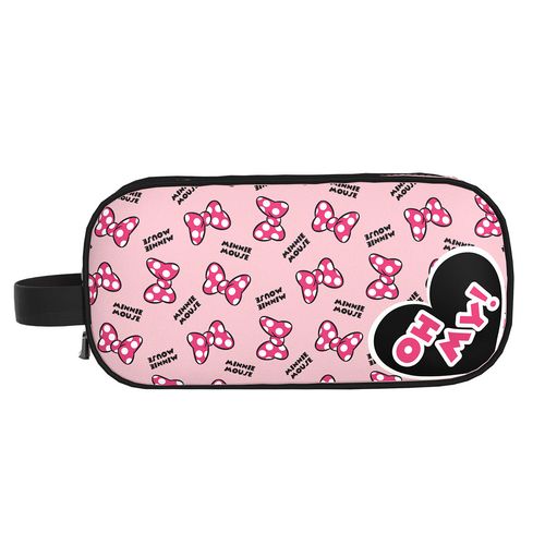 Cartuchera Puff Printing 2 Bolsillos Minnie Mouse Rosado