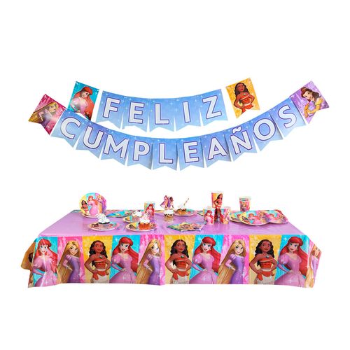 Combo Línea Fiesta Princesas Moana, Ariel y Rapunzel