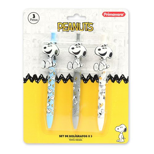 Set de Bolígrafos + Rubber Snoopy X 3