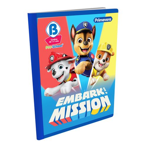 Cuaderno Cosido Pre-School B Paw Patrol Marshall, Chase y Rubble