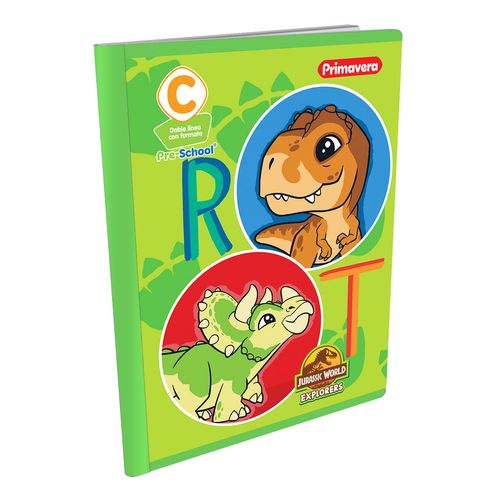 Cuaderno Cosido Pre-School C Jurassic World T-Rex y Triceratops