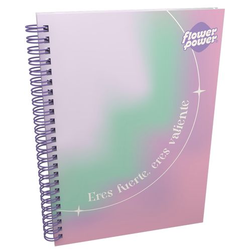 Cuaderno Argollado Pasta Dura  Flower Power Grande Eres Fuerte, Eres Valiente