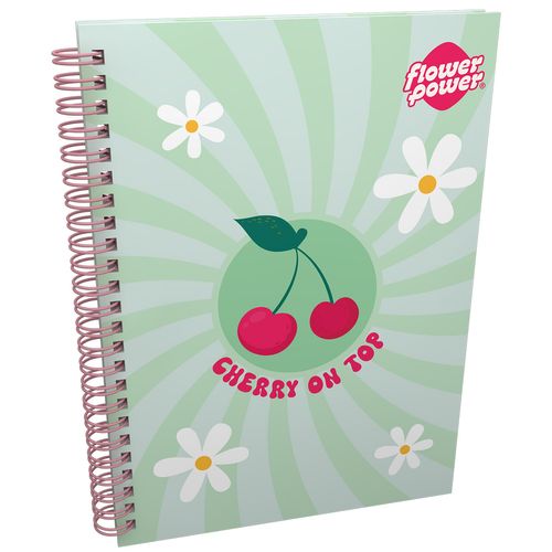 Cuaderno Argollado Pasta Dura  Flower Power Grande Cherry