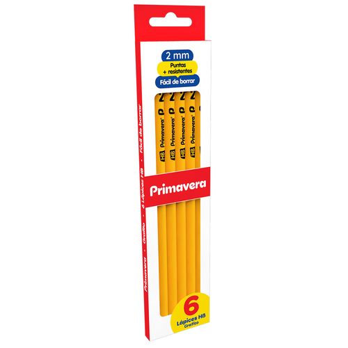 Lápiz Grafito HB Negro x 6 Primavera