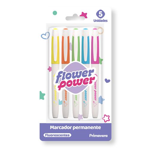 Marcadores Permanentes Fluorescentes Flower Power x 5