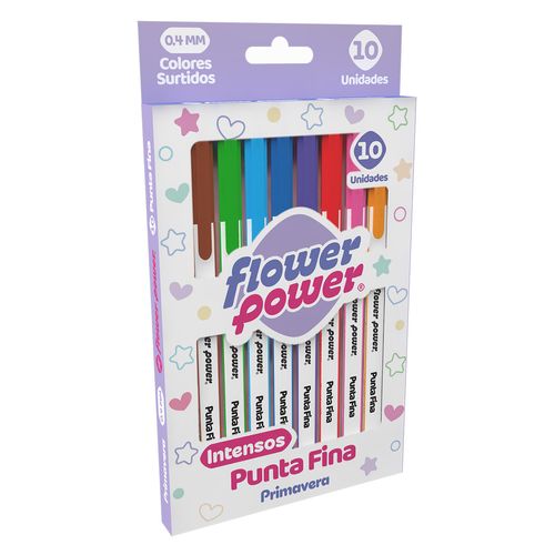 Plumón Punta Fina Flower Power Colores Vibrantes x10
