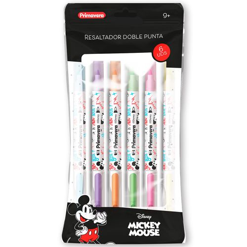 Resaltador Doble Punta  Mickey Mouse Pastel X6