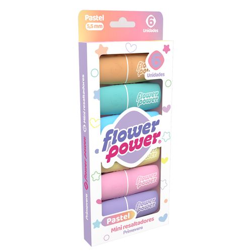 Mini Resaltadores Pastel Flower Power x 6