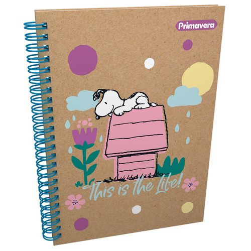 Cuaderno Argollado Pasta Dura  Snoopy Kraft Grande This Is The Life!
