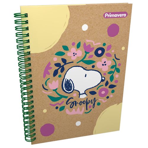 Cuaderno Argollado Pasta Dura  Snoopy Kraft Grande Floral