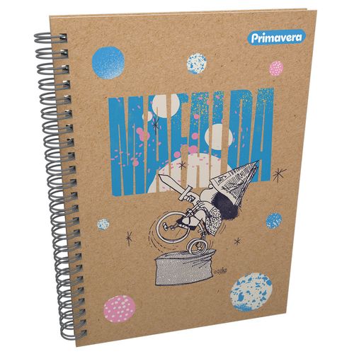 Cuaderno Argollado Pasta Dura  Mafalda Kraft Grande Monociclo