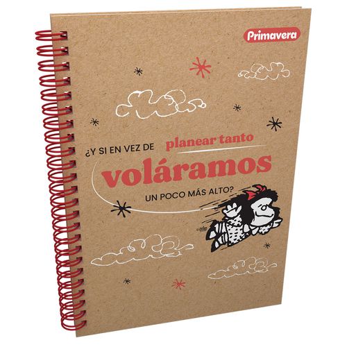 Cuaderno Argollado Pasta Dura  Mafalda Kraft Grande Volar