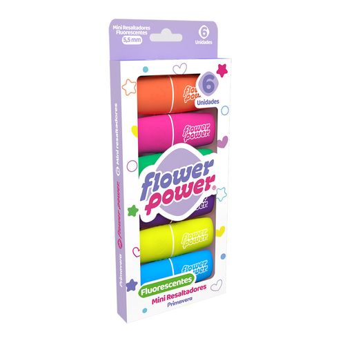 Mini Resaltadores Fluorescentes Flower Power x 6