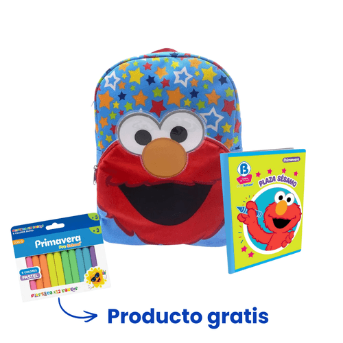 Kit Sesamo Elmo (Morral + Cuaderno + Plastilina)