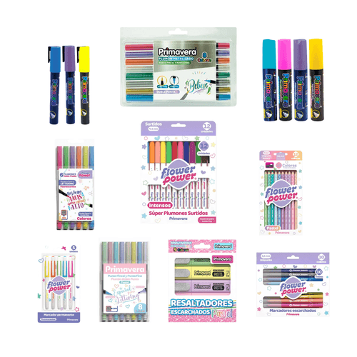 Combo Lettering Pro Primavera: Marcadores Punta Pincel + Para Poster + Escarchados