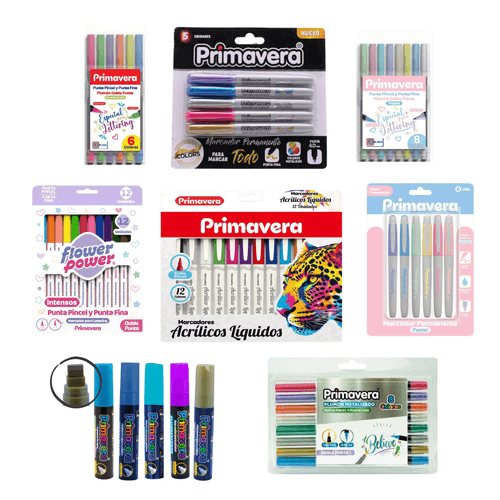 Combo Escritura Profesional: Marcadores Punta Pincel + Para Poster + Bolsa de Regalo